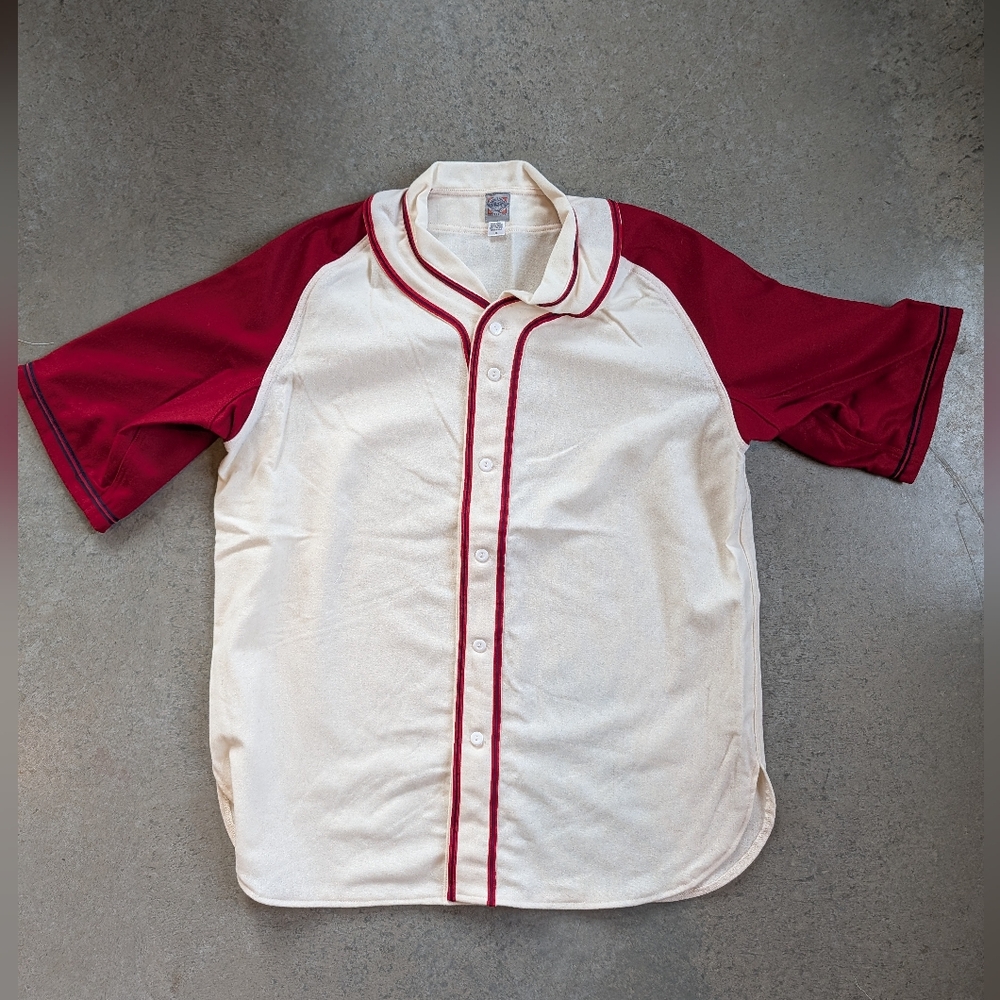 NWOT %100 Wool Ebbets Field Baseball Flannel Jersey XL Red Cream